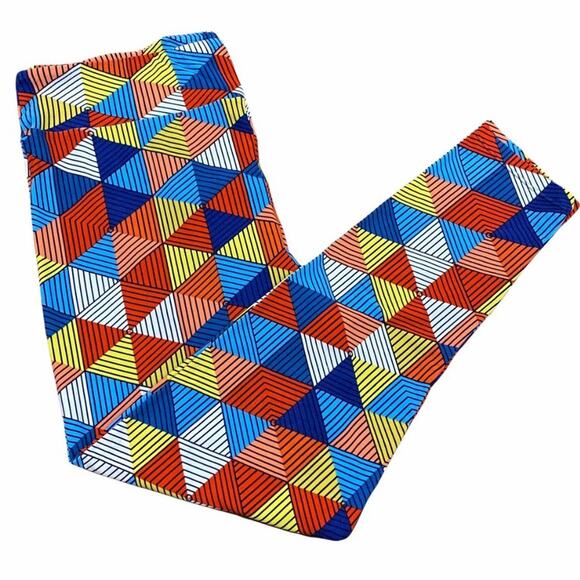 LulaRoe Tall & Curvy Multicolor Triangle Geometric Print Leggings - Picture 2 of 11